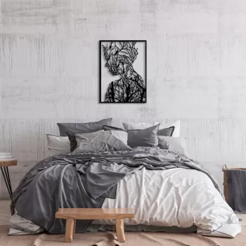 Decoratiune de perete, Tree Man, Metal, Dimensiune: 52 x 70 cm, Negru imagine