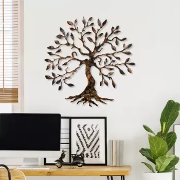 Decoratiune de perete, Tree, Metal, 60 x 60 cm, Multicolor imagine