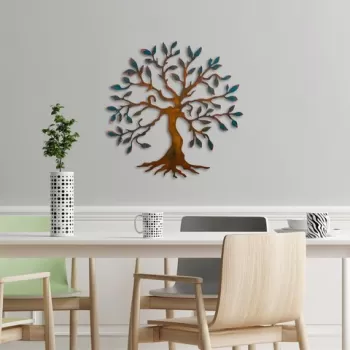 Decoratiune de perete, Tree, Metal, 60 x 60 cm, Multicolor imagine
