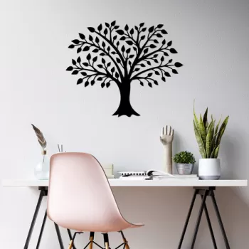Decoratiune de perete, Tree, Metal, Dimensiune: 70 x 57 cm, Negru imagine