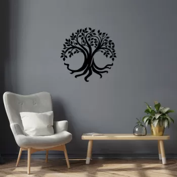 Decoratiune de perete, Tree Of Life, Metal, Dimensiune: 71 x 69 cm, Negru imagine