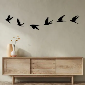 Decoratiune de perete, Umudo, Pasarea nr. 1: 24,5 x 23,5 cm (1 bucata), Negru imagine