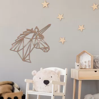 Decoratiune de perete, Un?corn, Metal, Dimensiune: 53 x 50 cm, Cupru imagine