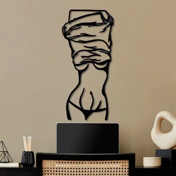 Decoratiune de perete, Undressing Woman, Dimensiune: 33 x 70 cm, Negru imagine