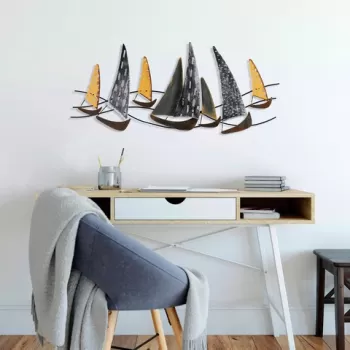 Decoratiune de perete, Uskuna 2, Metal, Dimensiune: 120 x 51 cm, Multicolor imagine