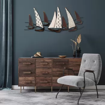 Decoratiune de perete, Uskuna, Metal, Dimensiune: 123 x 52 cm, Multicolor imagine