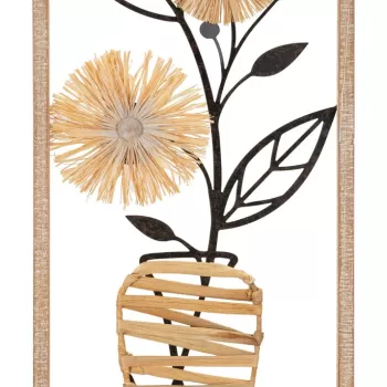 Decoratiune de perete Vaso, Mauro Ferretti, 40 x 80 cm, fier/MDF/rafie, maro/negru imagine