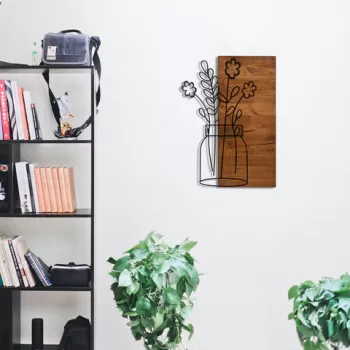 Decoratiune de perete, Venus, Metal, Cadru: 100% LEMN (grosime: 3 cm), Negru imagine