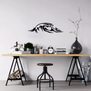 Decoratiune de perete, Wave, Metal, 70 x 20 cm, Negru imagine