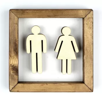 Decoratiune de perete, WC001, MDF, Lemn, Nuc / Alb imagine