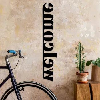 Decoratiune de perete, Welcome-5, (Grosime: 1,5 mm), Negru imagine
