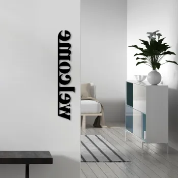 Decoratiune de perete, Welcome, 70 x 13 cm, Negru imagine