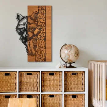Decoratiune de perete, Whispering Timber -1, Metal, Lemn (Grosime: 3 cm, Nuc negru imagine