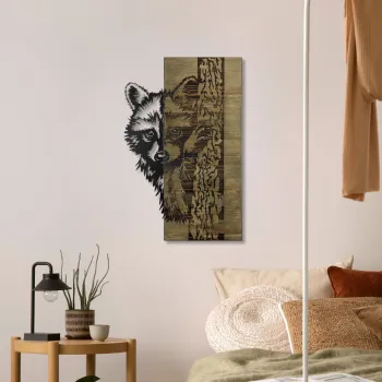Decoratiune de perete, Whispering Timber -1, Metal, Lemn (Grosime: 3 cm, Verde/Negru imagine
