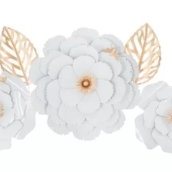 Decoratiune de perete White Decor, Mauro Ferretti, 158x60 cm, fier, alb/auriu imagine