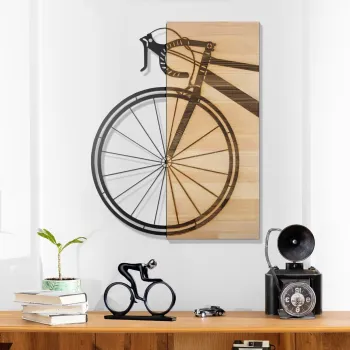 Decoratiune de perete, Wilderness Echo -1, Metal, Lemn (Grosime: 3 cm, Natural/Negru imagine