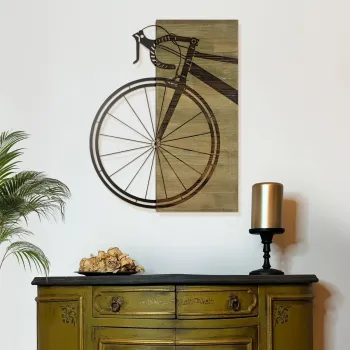 Decoratiune de perete, Wilderness Echo -1, Metal, Lemn (Grosime: 3 cm, Verde/Negru imagine
