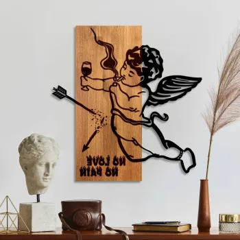 Decoratiune de perete, Wine & Eros, Latime: 57 cm, Nuc / Negru imagine