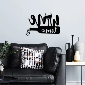Decoratiune de perete, Wine Time, Dimensiuni: 54 x 37 cm , Negru imagine