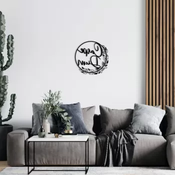 Decoratiune de perete, Wolf2 Metal Decor, Metal, Dimensiune: 48 x 48 cm, Negru imagine