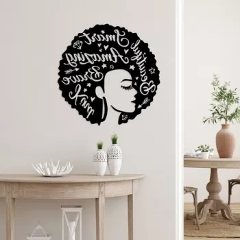 Decoratiune de perete, Woman 1, Metal, Dimensiune: 70 x 70 cm, Negru imagine