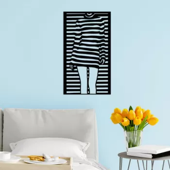 Decoratiune de perete, Woman Dress, Metal, Dimensiune: 39 x 56 cm, Negru imagine