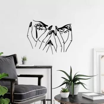 Decoratiune de perete, Woman Eyes, Metal, Dimensiune: 70 x 54 cm, Negru imagine