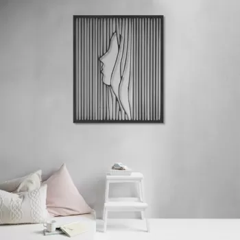 Decoratiune de perete, Woman, Metal, Dimensiune: 50 x 60 cm, Negru imagine