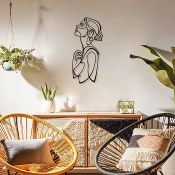 Decoratiune de perete, Woman Silhouette, Dimensiune: 28 x 61 cm (1 bucata), Negru imagine