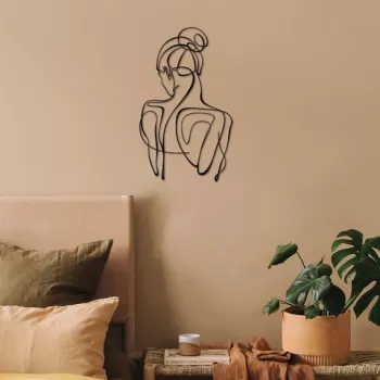 Decoratiune de perete, Woman Silhouette, Otel, 34 x 61 cm, Negru imagine