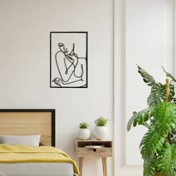 Decoratiune de perete, Woman Silhouettes 1, Metal, 30 x 45 cm, Negru imagine