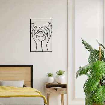 Decoratiune de perete, Woman Silhouettes 2, Metal, 30 x 45 cm, Negru imagine