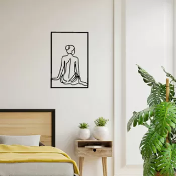 Decoratiune de perete, Woman Silhouettes 3, Metal, 30 x 45 cm, Negru imagine