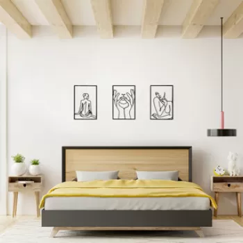 Decoratiune de perete, Woman Silhouettes, Metal, 30 x 45 cm, 3 piese, Negru imagine