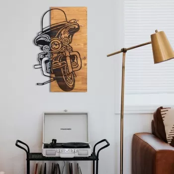 Decoratiune de perete, Work Hard Dream B?g, Metal, Cadru: 100% LEMN (grosime: 3 cm), Nuc negru imagine