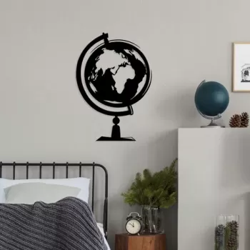 Decoratiune de perete, World Map 3, Metal, Dimensiune: 44 x 70 cm, Negru imagine