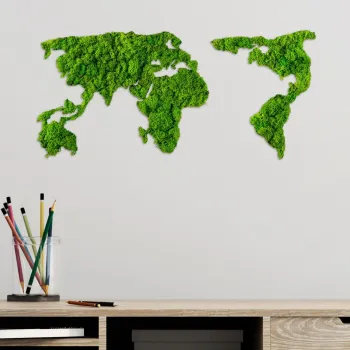 Decoratiune de perete, World Map, Dimensiuni: 70 x 32 cm, Verde imagine