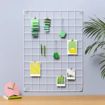 Decoratiune de perete, WR001, Metal, Cu 10 agatatori, Alb imagine