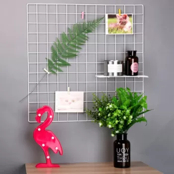 Decoratiune de perete, WR006, Metal, Cu 10 agatatori, Alb imagine