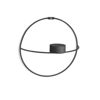 Decoratiune de perete, WR018, Metal, Suport lumanare, Negru imagine