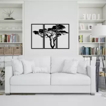 Decoratiune de perete, Yagmurlar , Metal, Dimensiune: 80 x 50 cm, Nuc negru imagine