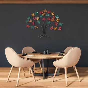 Decoratiune de perete, Yggdrasil, Metal, Dimensiune: 115 x 94 x 4 cm, Multicolor imagine