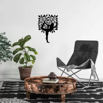 Decoratiune de perete, Yoga 2, Metal, 50 x 70 cm, Negru imagine