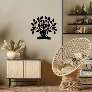 Decoratiune de perete, Yoga, Metal, Dimensiune: 70 x 60 cm, Negru imagine