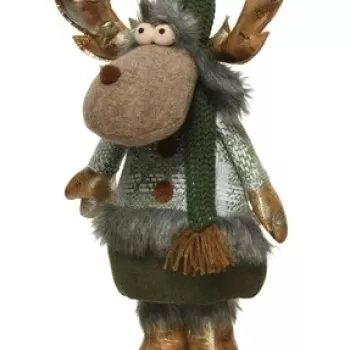 Decoratiune Deer, Decoris, 20x20x52 cm, poliester, verde deschis imagine