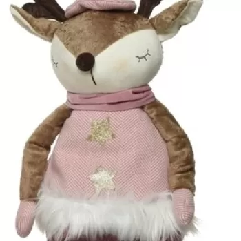 Decoratiune Deer standing Boy, Decoris, 24x15x78 cm, poliester, roz imagine
