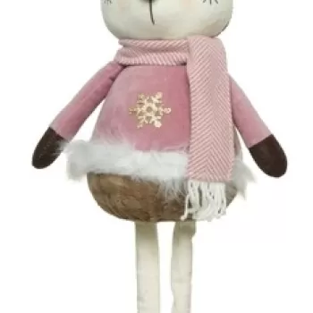Decoratiune Deer standing Girl, Decoris, 17x14x48 cm, poliester, roz imagine