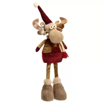 Decoratiune Deer w dark red hat, Decoris, 14x12x50 cm, poliester, multicolor imagine
