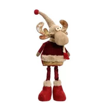 Decoratiune Deer w gold hat, Decoris, 14x12x50 cm, poliester, multicolor imagine