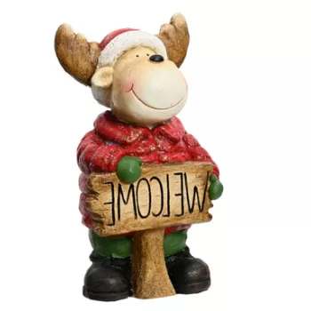 Decoratiune Deer w text, Decoris, 18.5x16x32.4 cm, oxidat de magneziu, multicolor imagine
